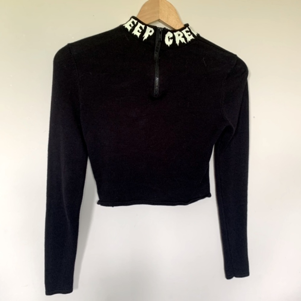 Goth Creep Graphic Cropped Sweater - Picture 7 of 14